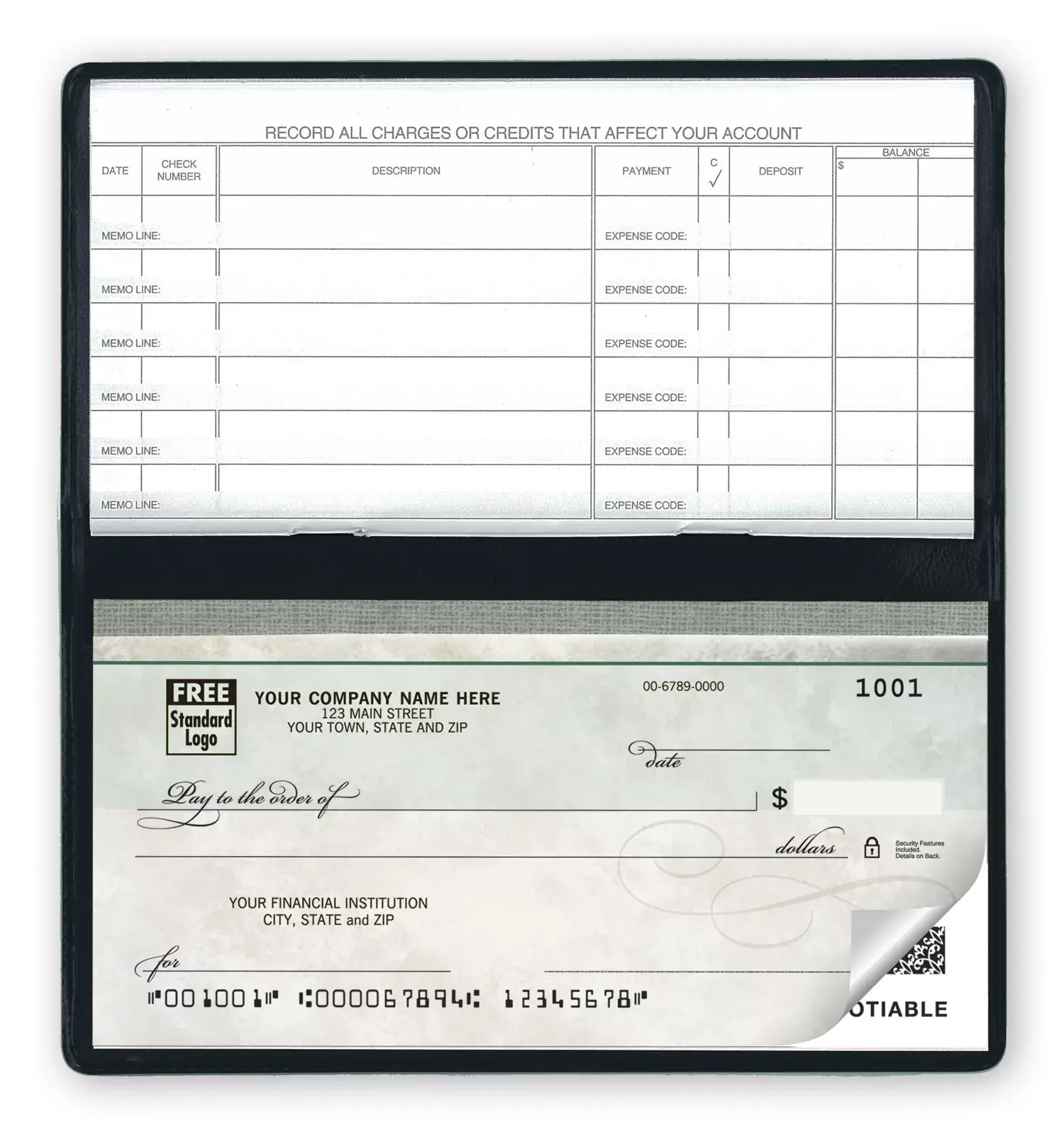 Compact Duplicate Business Checks, Green Marble Design