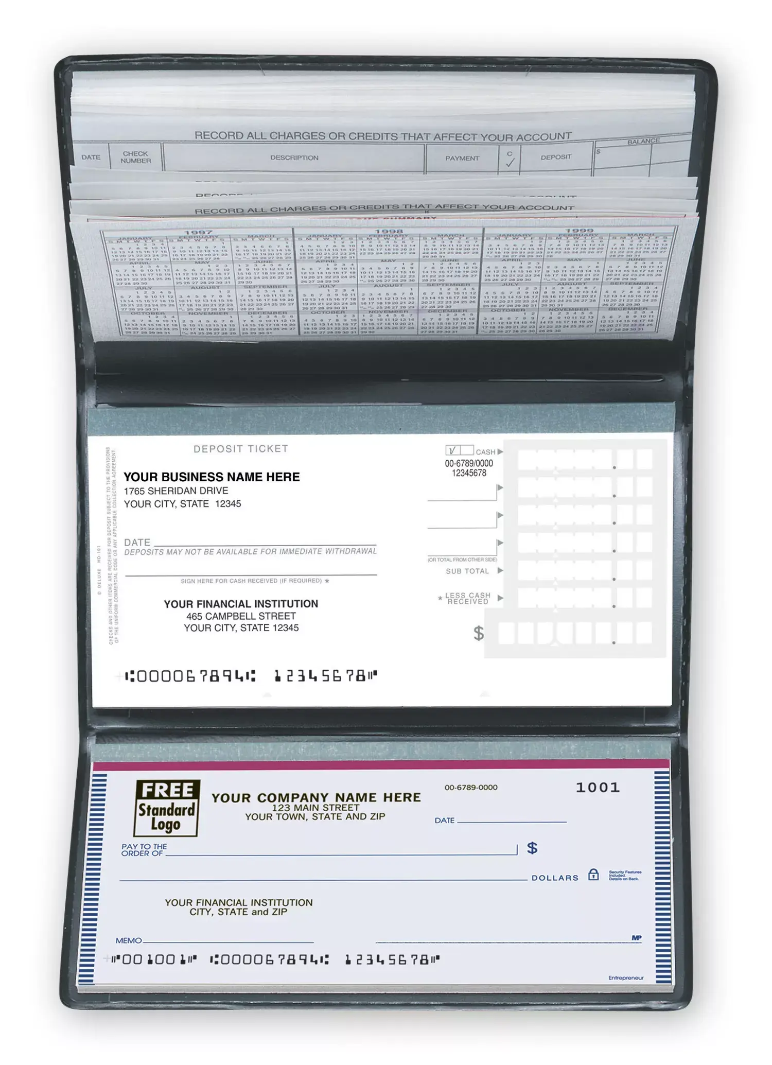 Compact Business Checks & Deposits, Custom Printed