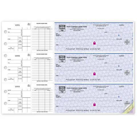 Custom 3-Per-Page Voucher Checks, High Security