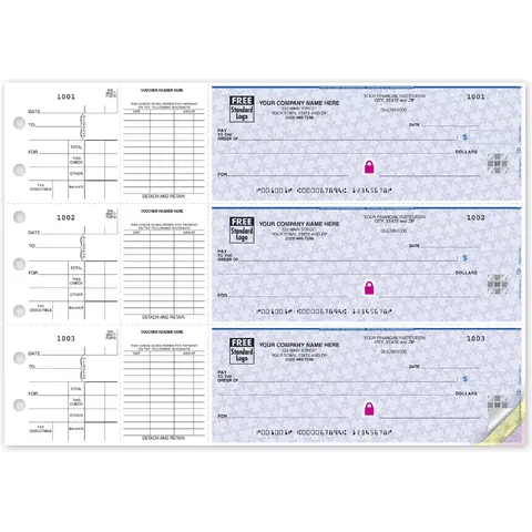 Custom 3-Per-Page Voucher Checks, High Security