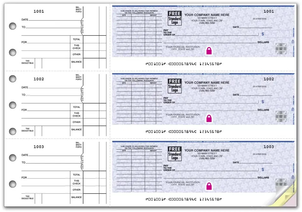 High Security 3-To-A-Page Checks with Voucher Choice