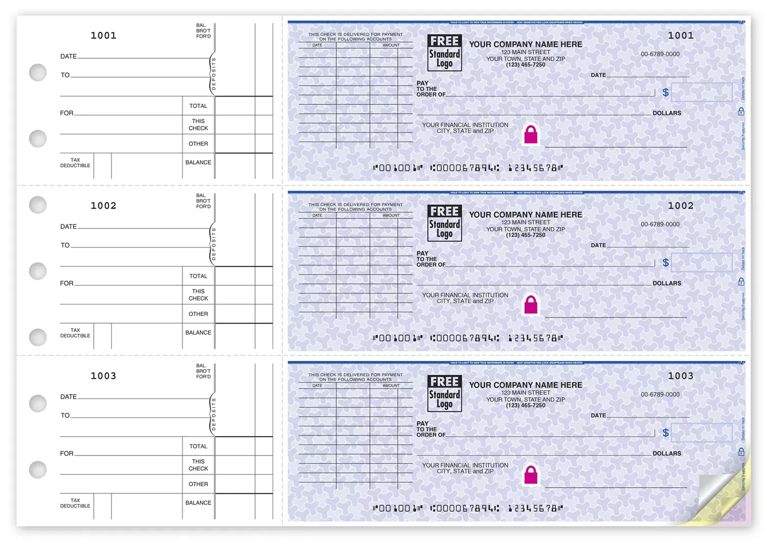 High Security 3-To-A-Page Checks with Voucher Choice