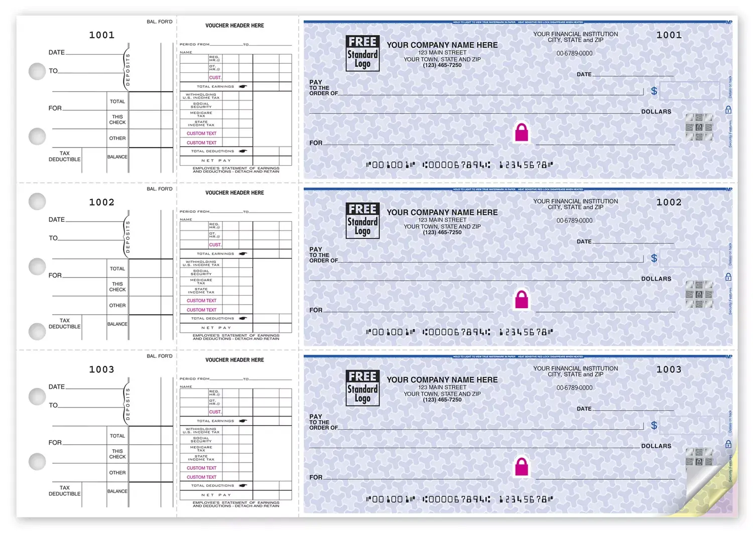 3-On-A-Page Payroll Checks