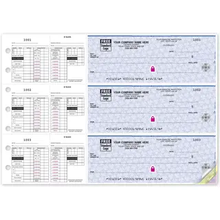 Highly Secure 3-To-A-Page Payroll Checks with Deductions Stubs