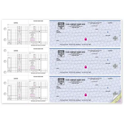 High Security 3-To-A-Page Hourly Payroll Checks - Hologram