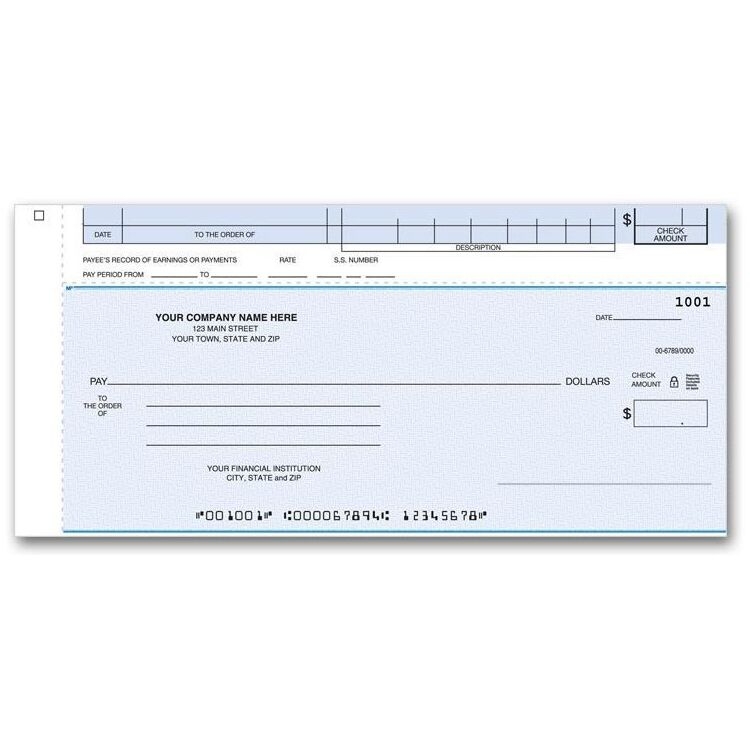 Triplicate Payroll / Cash Disbursement Checks for One-Write Systems
