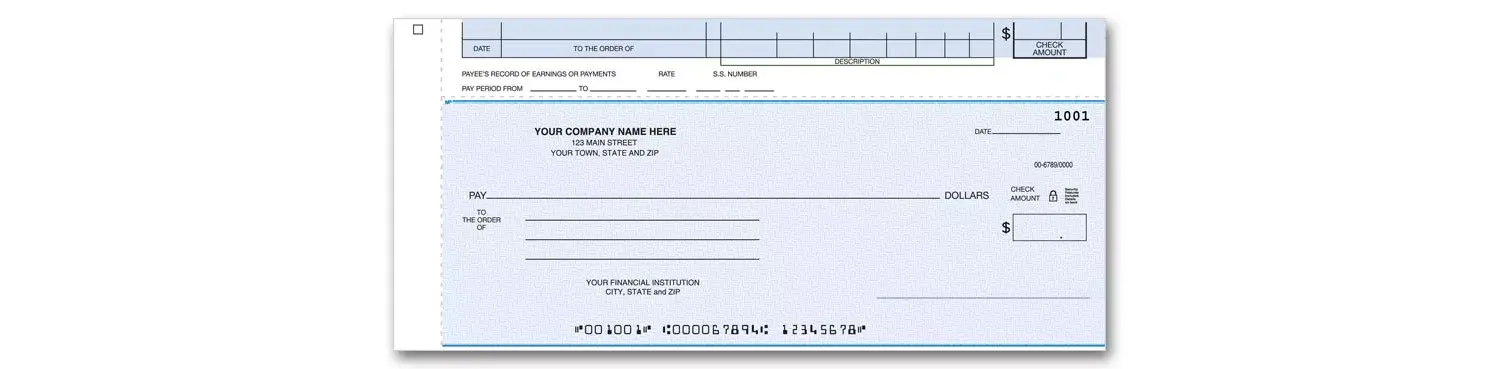 Triplicate Payroll / Cash Disbursement Checks for One-Write Systems