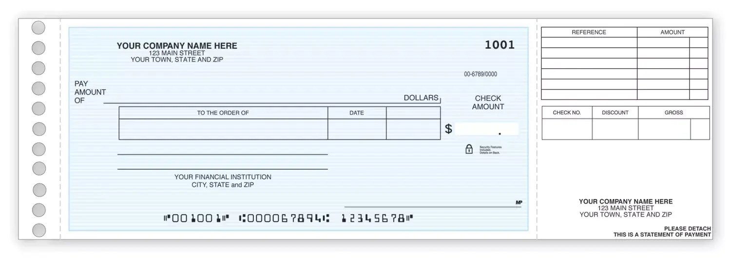 Long Stub Disbursement Checks