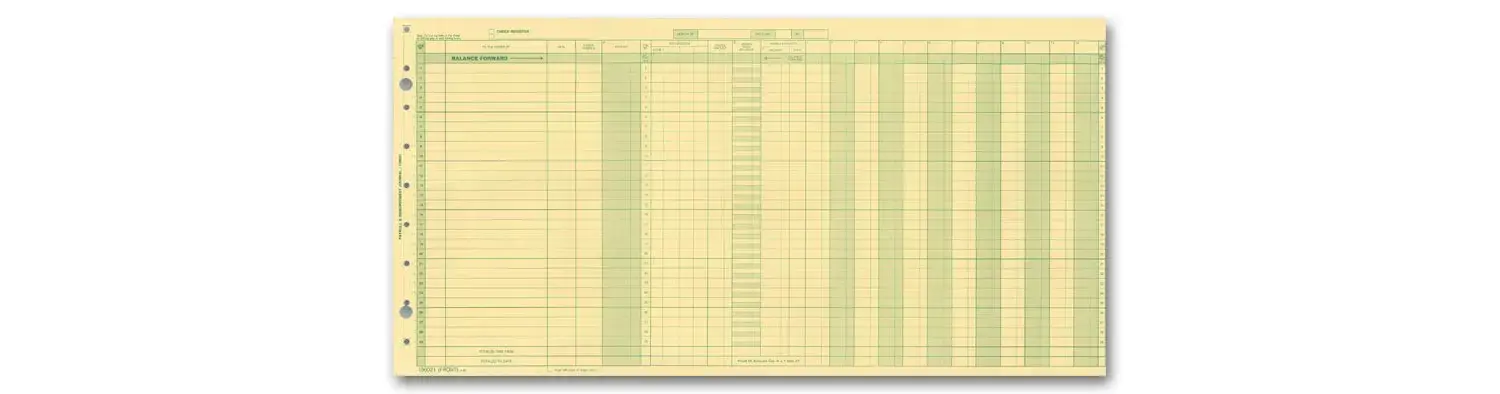 Yellow payroll journals for one write system