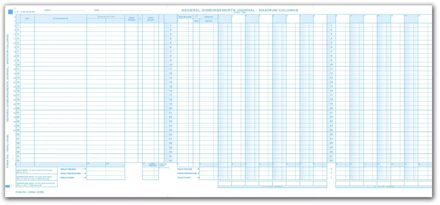 190NJ - One-Write System Accounting Journals