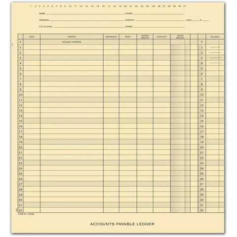 2200NL - One-Write Systems Ledgers - Accounts Payable