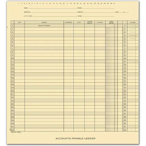 2200NL - One-Write Systems Ledgers - Accounts Payable