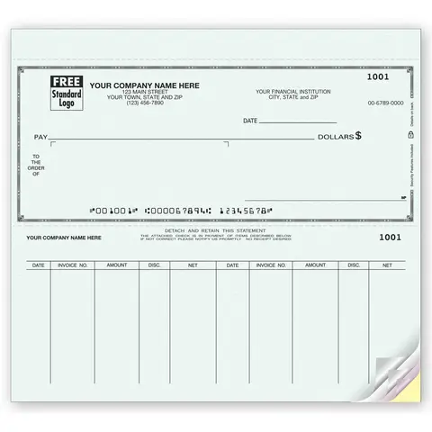 Custom Printed Voucher Checks with Placement for Showing Address Through Window Envelope 