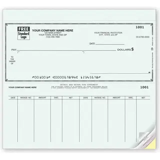 Custom Printed Voucher Checks with Placement for Showing Address Through Window Envelope 