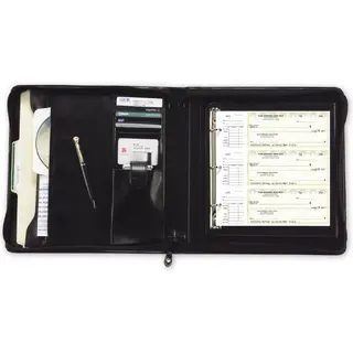 1438N - 3-Ring Deskbook Check Portfolio, Vinyl