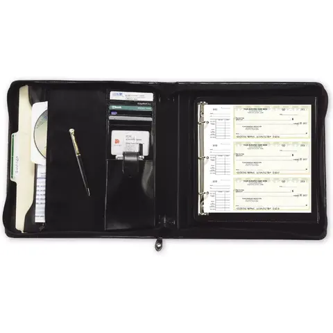 1438N - 3-Ring Deskbook Check Portfolio, Vinyl