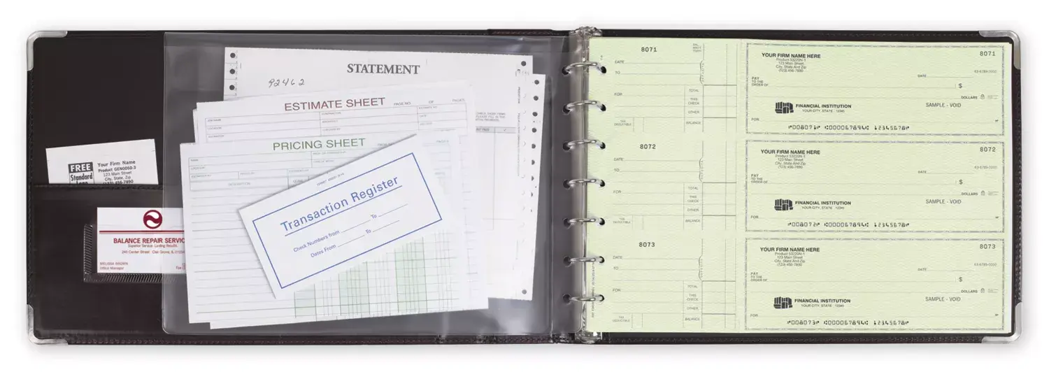 3-On-A-Page Brown Premium Vinyl 7 Ring Check Binder