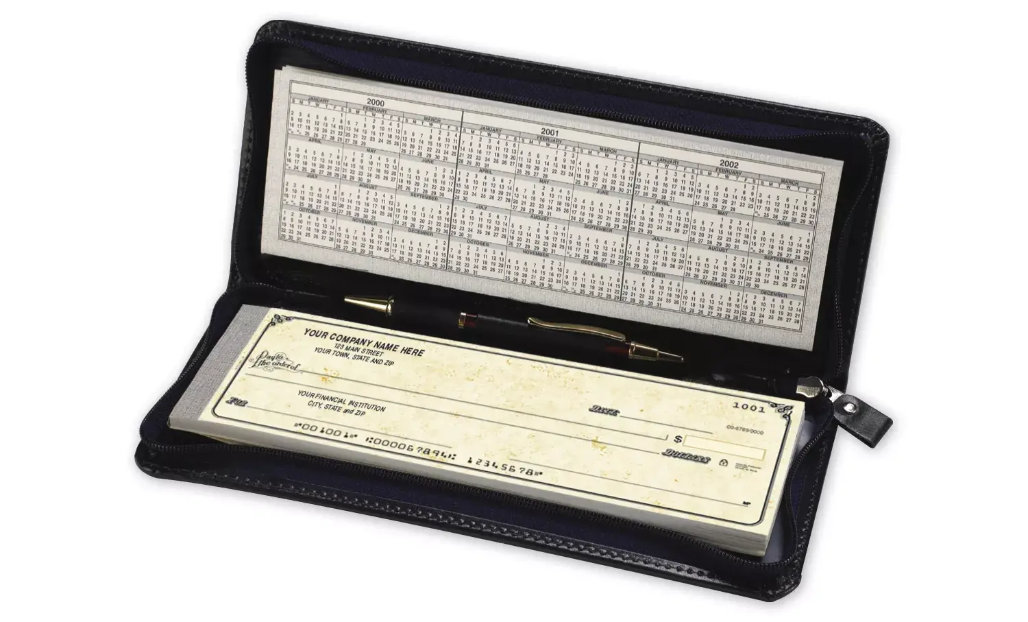59002 - Zippered Leather Check Holder - Personal Size