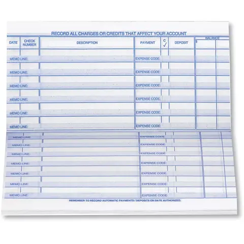Compact business check register refills