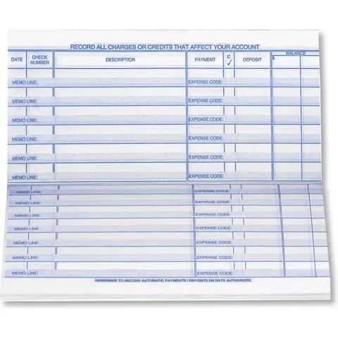 Compact business check register refills
