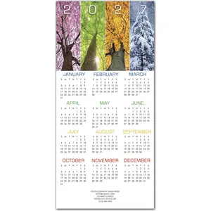 2027 holiday calendar and greeting card showing the 4 seasons