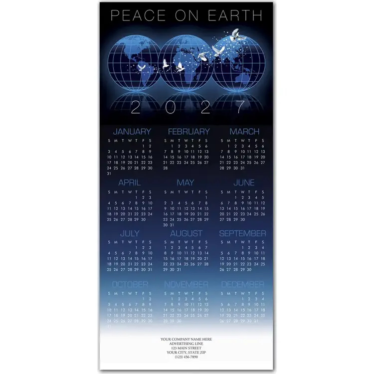 2027 Peace themed holiday calendar cards