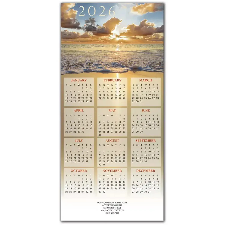 2026 holiday calendar cards for beach lovers