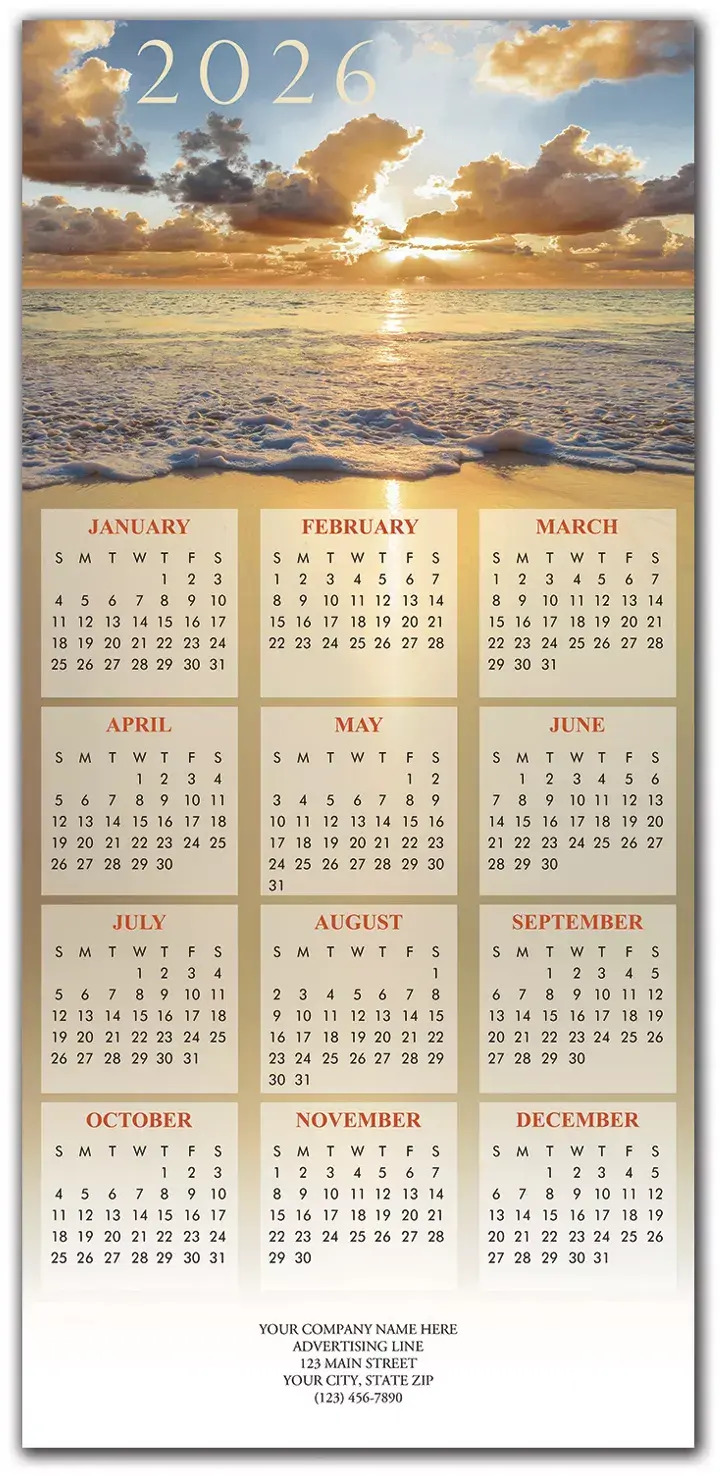 2026 holiday calendar cards for beach lovers