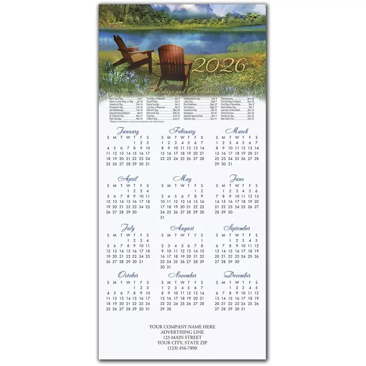 2026 holiday calendar cards for lake lovers