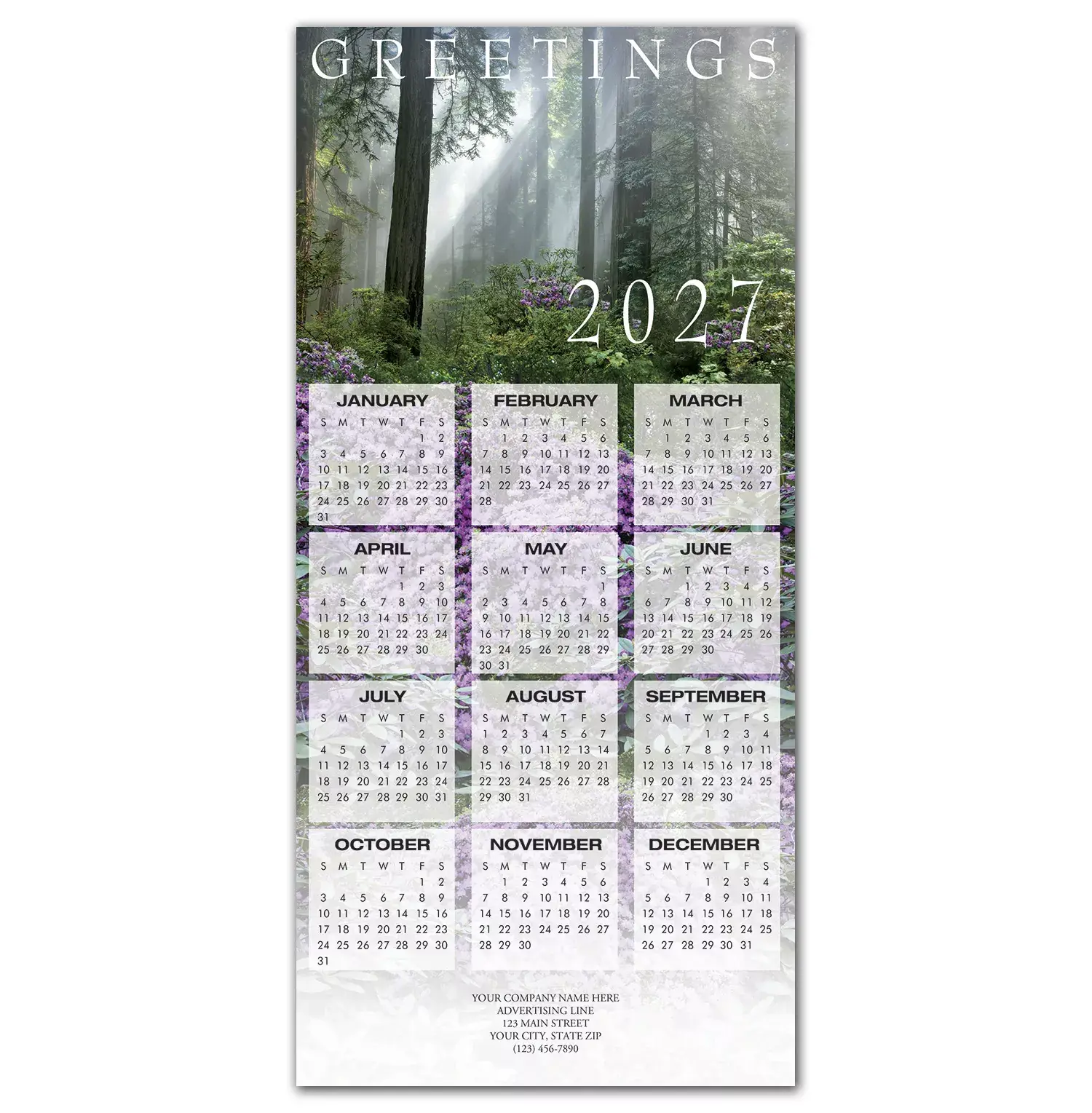 2027 holiday calendar cards for nature lovers