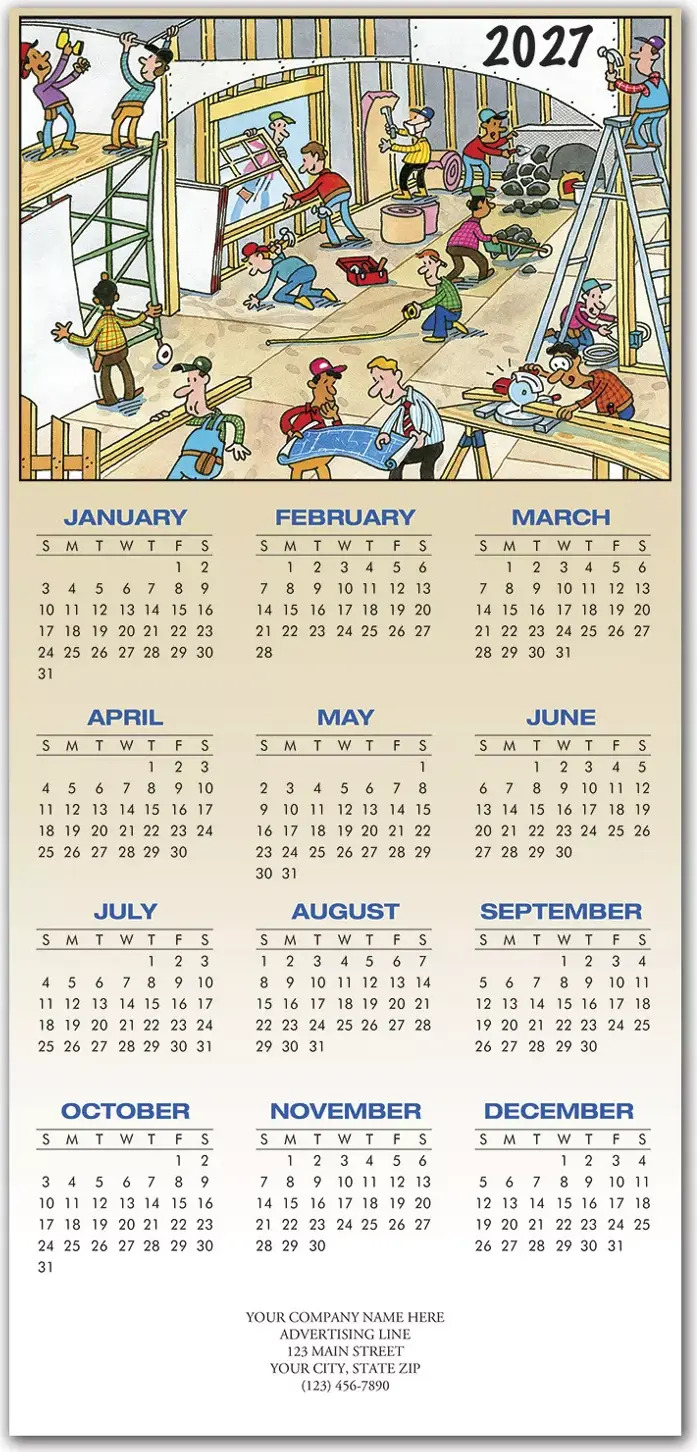 2027 holiday calendar cards for contractors