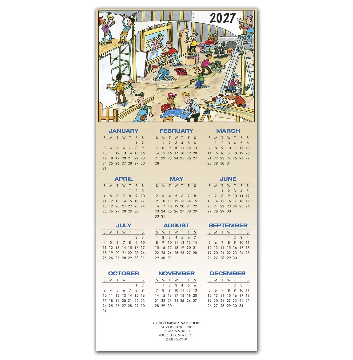 2027 holiday calendar cards for contractors