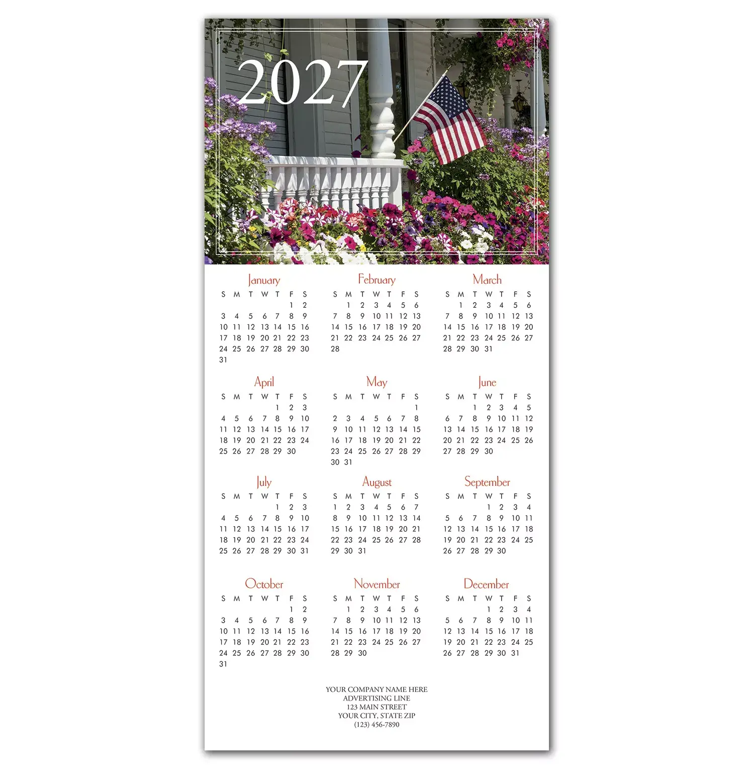 2027 holiday calendar cards for patriots