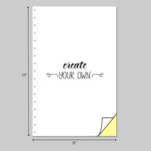 Custom 11x17 2-part carbonless forms with a reinforced perforated stub