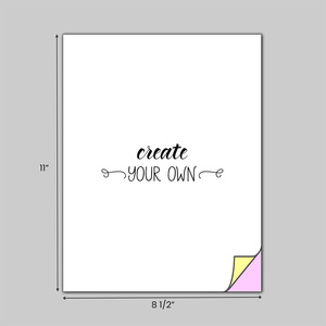 8.5 x 11 inch custom triplicate 3-part laser forms made of 24 pound bond paper