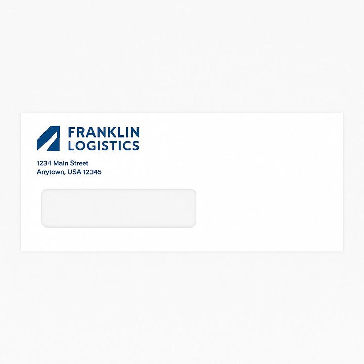 Custom #10 confidential window envelopes with security tinting and a business logo printed on the front.