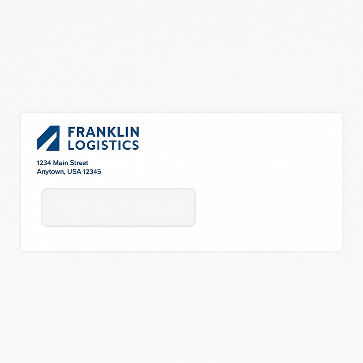 Custom #10 confidential window envelopes with security tinting and a business logo printed on the front.