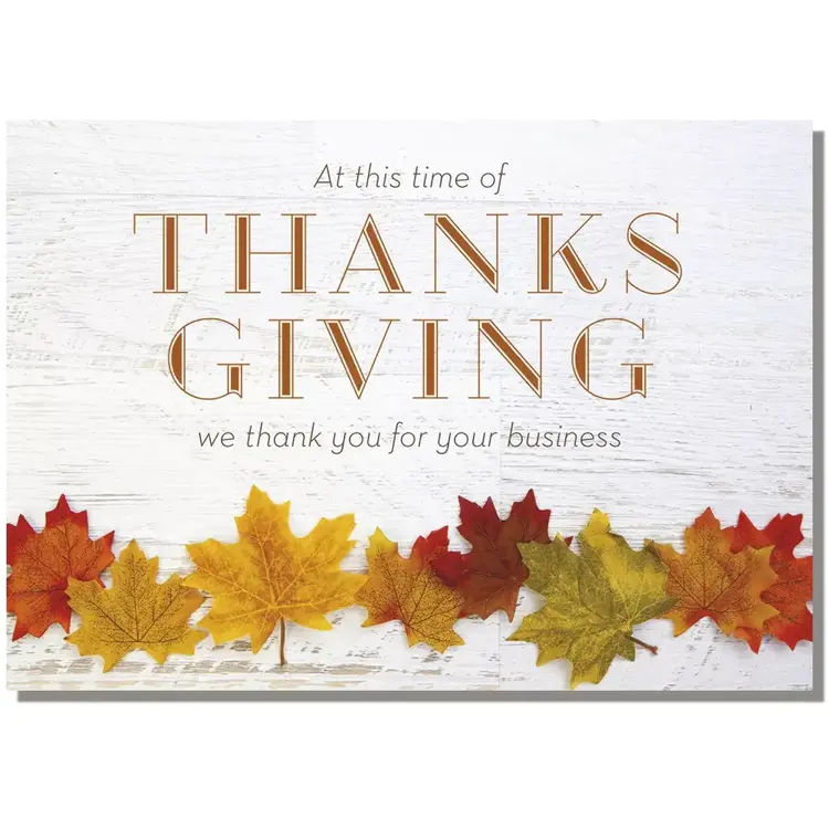Personalized Thanksgiving card with Fall leaves design
