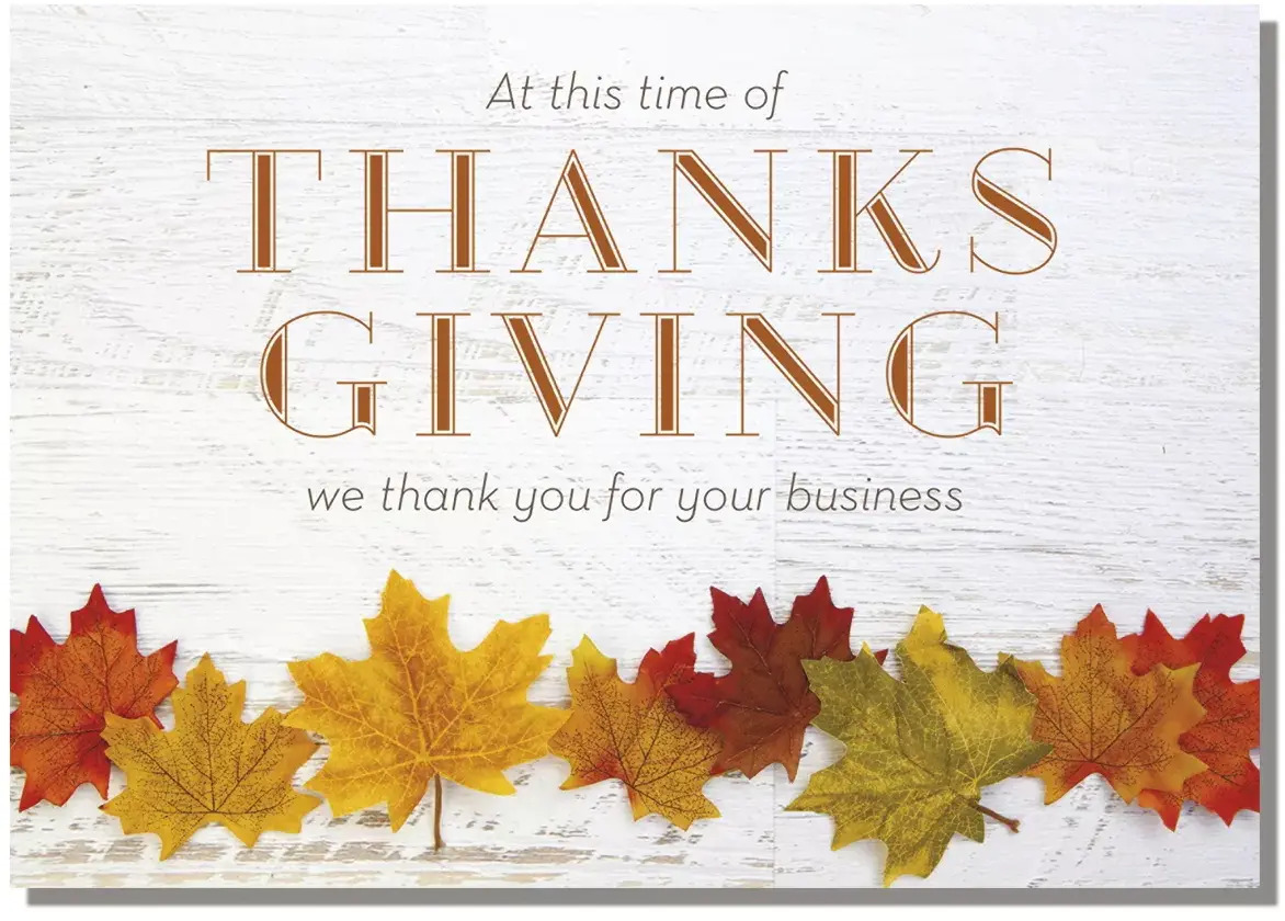 Personalized Thanksgiving card with Fall leaves design