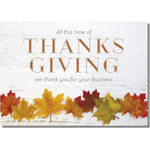 Personalized Thanksgiving card with Fall leaves design