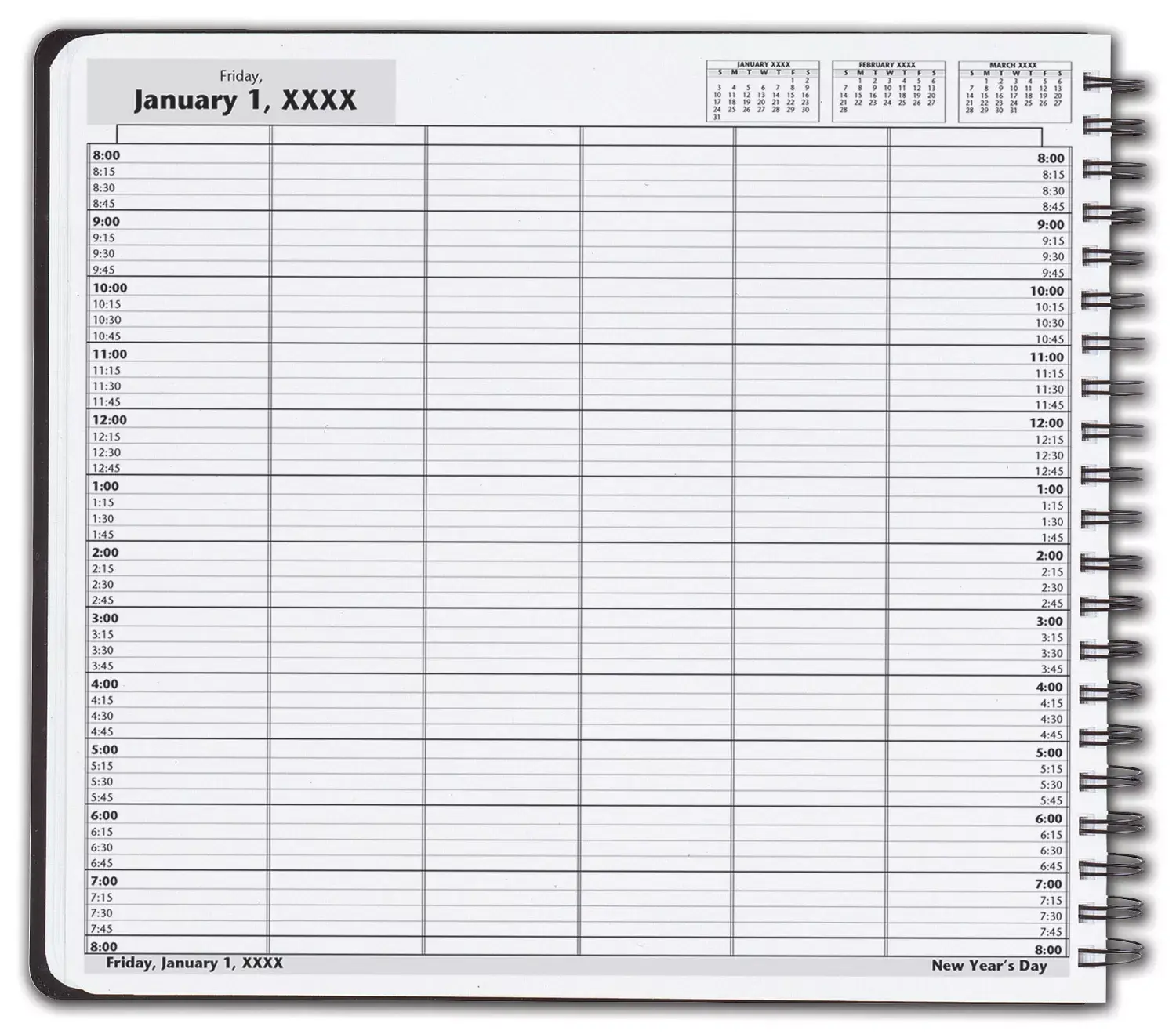 Appointment books with 6 columns