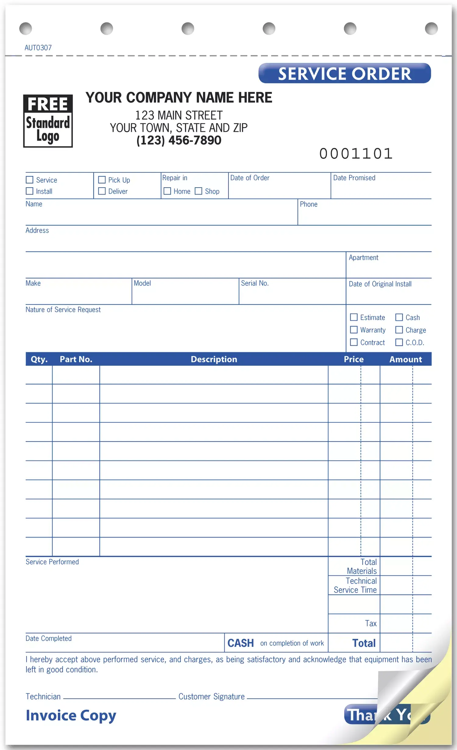 Sales & Service Invoices, Small Format