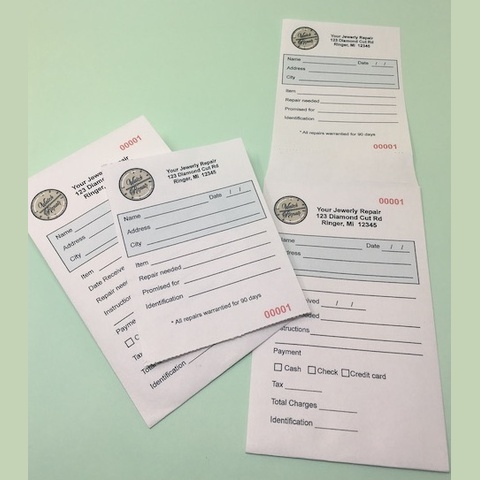 Custom printed jewelry repair envelopes
