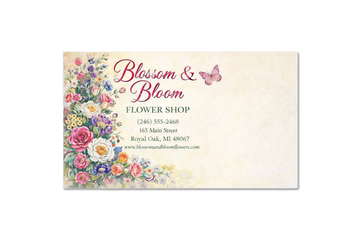 Custom printed floral envelopes with 1 ink