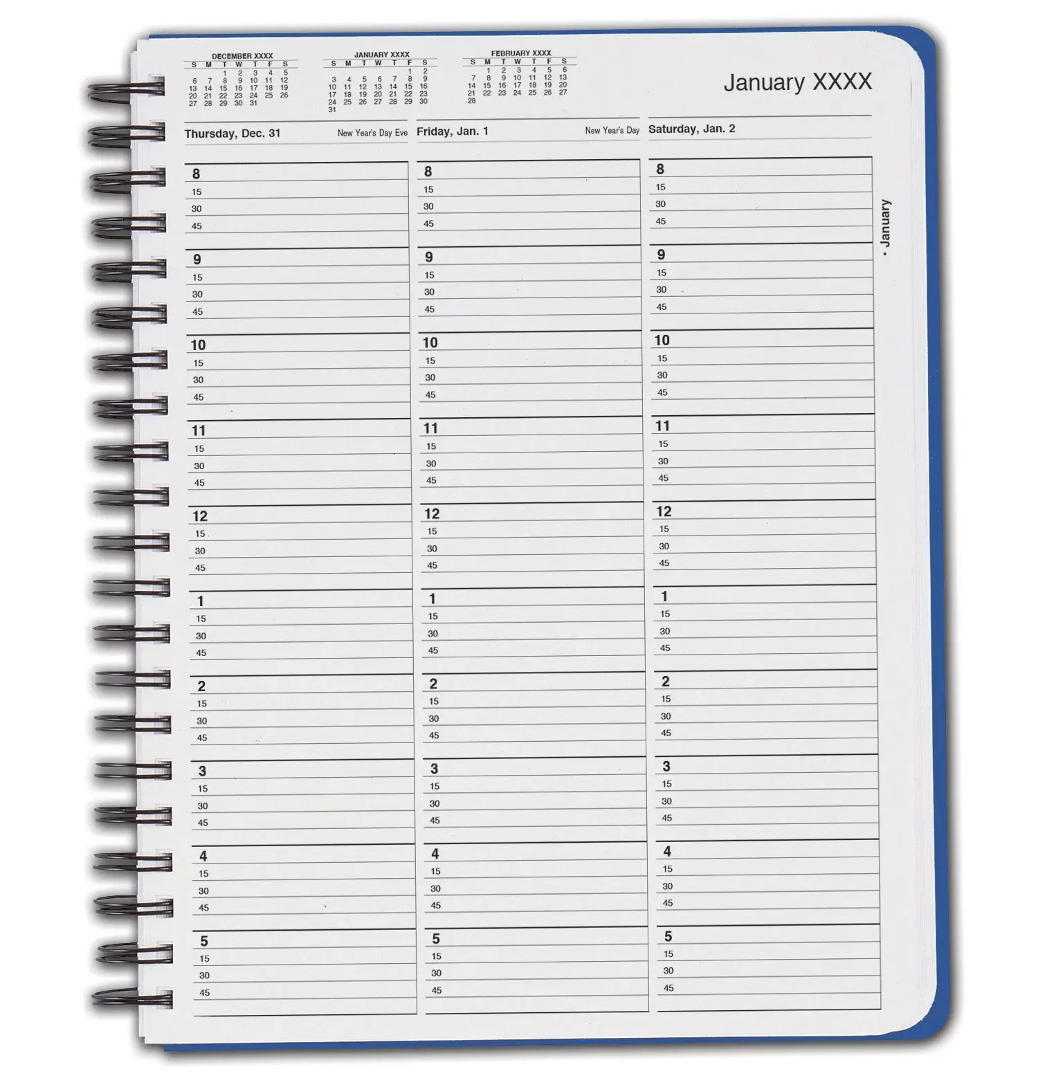 TimeScan 1 Col Wirebound Book 15 Minutes