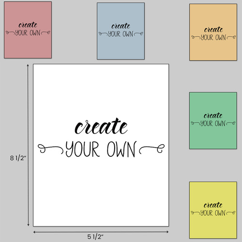 Create your own 5 1/2" x 8 1/2" colored notepads