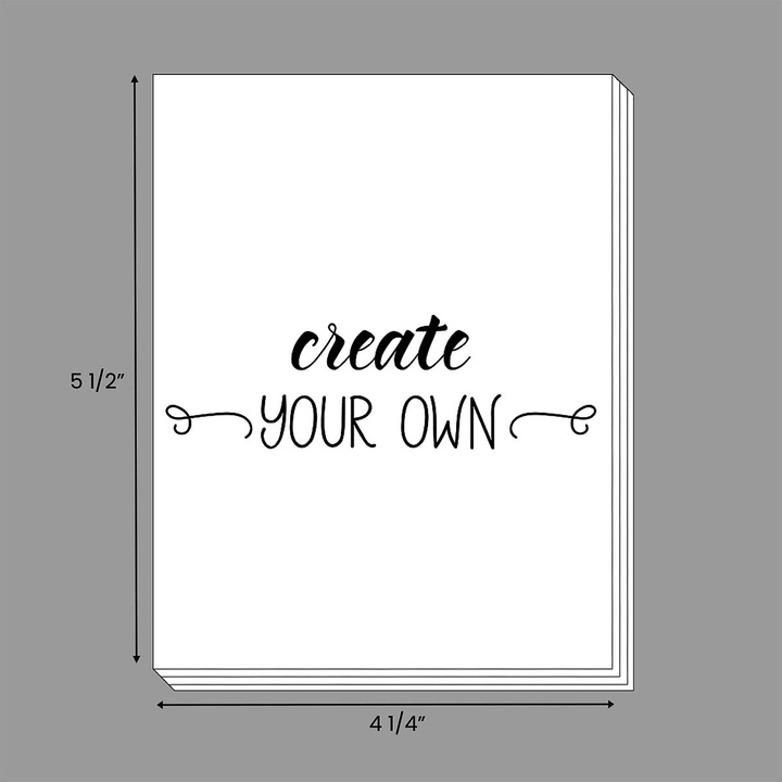 Custom printed 20# notepads (4 1/4" x 5 1/2") showing a personalized business logo and printed memo lines.