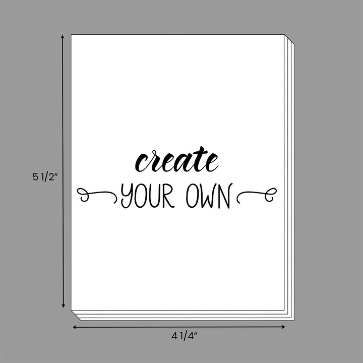 Custom printed 20# notepads (4 1/4" x 5 1/2") showing a personalized business logo and printed memo lines.