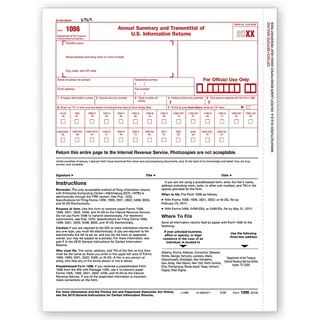 1096 Transmittal Laser Tax Form Sheets