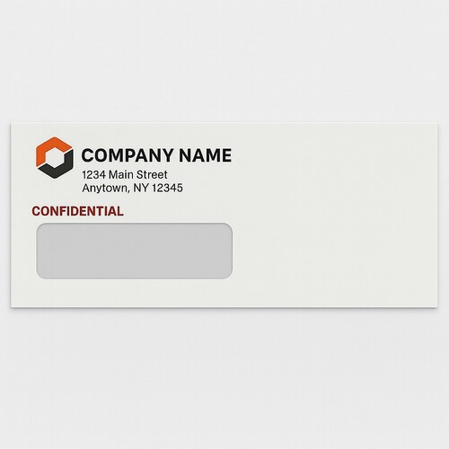 Full color return envelope with confidential lining and 1 window